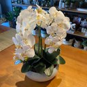 Ver imagem 3 de Arranjo Grande Centro de Mesa 3 Orquídeas Branca 3d Vaso Branco Decore Fácil Shop