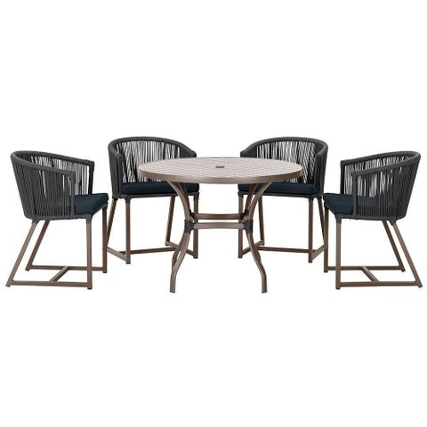 Mesa com 4 Cadeiras e Noronha Estofado 12 Trama Original Preto