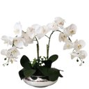 Ver imagem 1 de Arranjo 2 Orquídeas Brancas 3d Artificiais Flores Vaso Prata