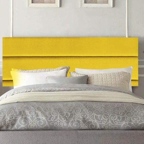 Painel Cabeceira Estofada Argentina 90cm Cama Box Solteiro Corino Amarelo- Mabe Magazine