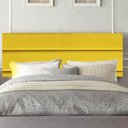 Ver imagem 1 de Painel Cabeceira Estofada Argentina 90cm Cama Box Solteiro Corino Amarelo- Mabe Magazine