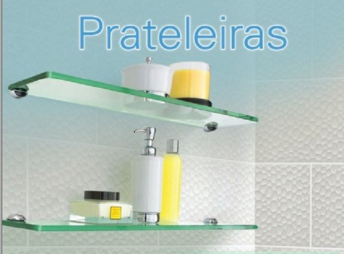 Prateleira Reta C/ Suporte Fenda 50x10 Cm - 8mm - Fume - 3