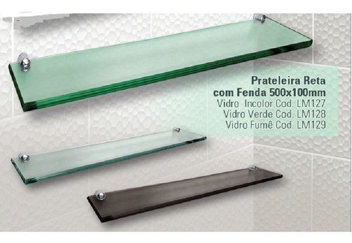 Prateleira Reta C/ Suporte Fenda 50x10 Cm - 8mm - Fume - 2