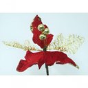 Ver imagem 4 de Kit 16 Flor Artificial Decoração Brilho Vermelho Gliter 15cm