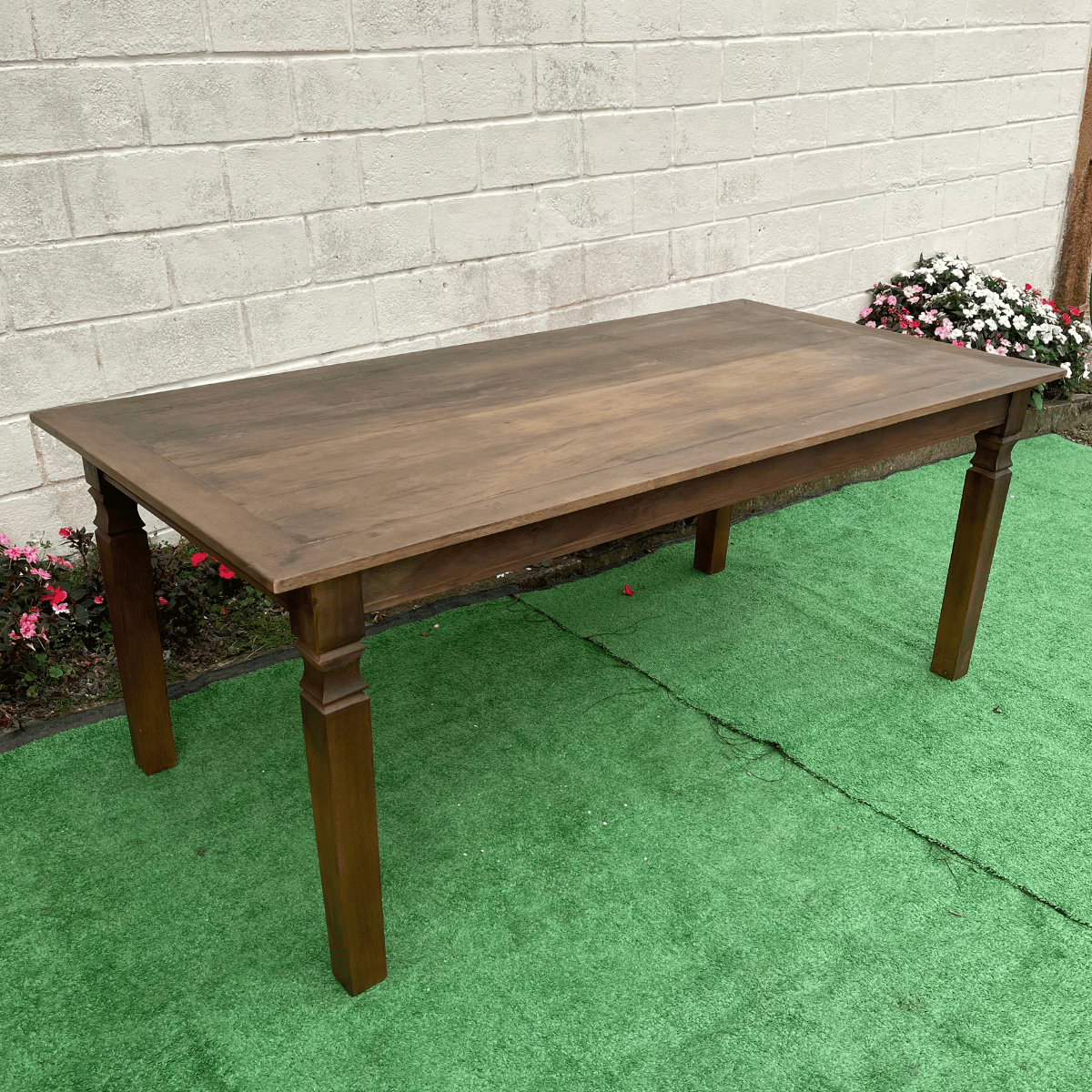 Ver imagem 3 de Mesa Madeira de Demolição Retangular 2m X 1m Escura Maciça Sudeste Rústico