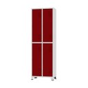 Ver imagem 1 de Armário Roupeiro de Aço para Vestiário 4 Portas Locker Vermelho com Chave