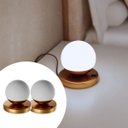 Ver imagem 1 de Kit 2 Abajur de Mesa Moderno Dama Dourado com Globo Fosco e Lâmpada Branco Frio