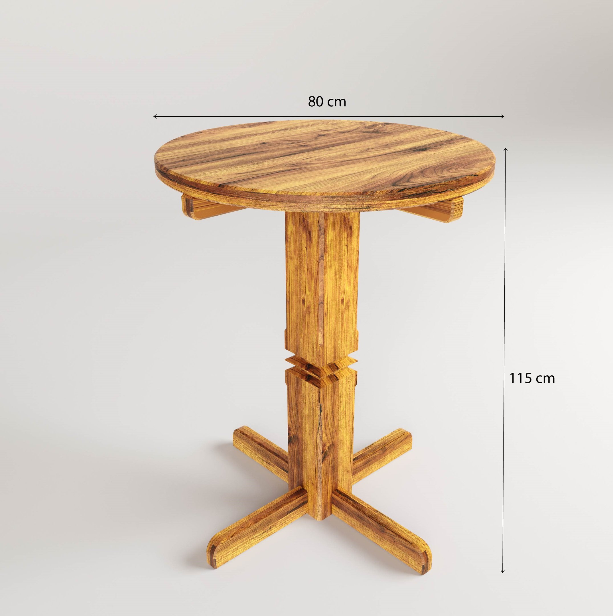 Mesa Bistrô de Madeira Maciça Rústica para Espaço Gourmet – 80x115cm - 3
