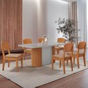 Ver imagem 1 de Mesa de Jantar Aspen 180cm Tampo Mdf Vidro com 6 Cadeiras Copper Moderna Mobília