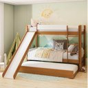 Ver imagem 1 de Treliche com Cama Auxiliar e Kit Escorregador Aria Casatema MadeiraOriginals Marrom/Nogueira/Branco