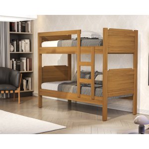 Beliche De Solteiro com Escada 100% MDF Star Várias Cores:‎ Nature