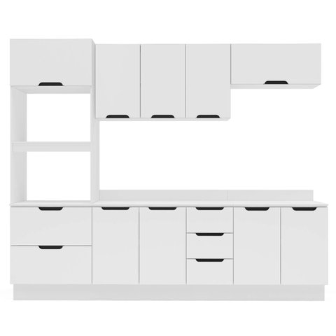 Armário de Cozinha Modulada Completa 5 Peças 270cm com Tampo 250073 Meena Politorno Móveis