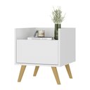 Ver imagem 2 de Mesa de Cabeceira 40 cm com Pés Retrô Multimóveis MP4041 Branca/Natural