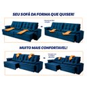 Ver imagem 5 de Sofá Retrátil Reclinável 300cm Ascari Suede Velut com molas Ensacadas - King House