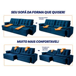 Sofá Retrátil Reclinável 300cm Ascari Suede Velut com molas Ensacadas - King House - 5