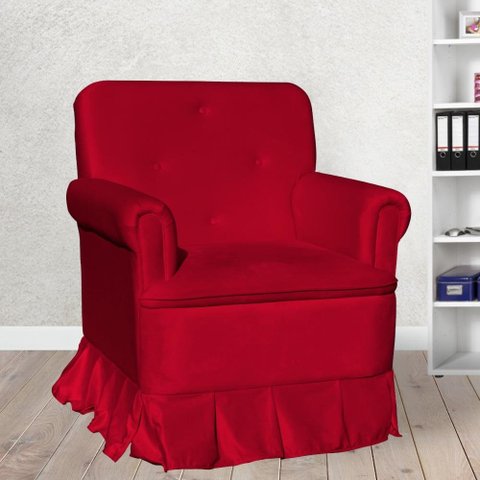 Poltrona Amamentação Laura Veludo Vermelho - Lm Decor