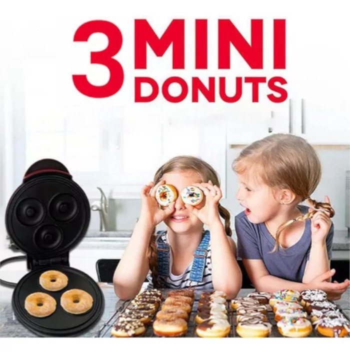 Máquina de Donuts Mini Faz 3 Rosquinhas Waffler 220v - 3