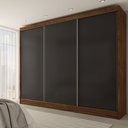 Ver imagem 1 de Guarda-roupa Casal Europa 3 Portas 4 Gavetas 100% Mdf Castanho/preto - Panorama Móveis
