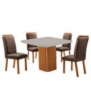 Ver imagem 1 de Mesa de Jantar Eloise 90cm Tampo MDF Vidro Canto Copo com 4 Cadeiras Lorena