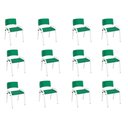 Ver imagem 1 de Kit 12 Cadeiras Infantil Iso, Escola, Base Branca- Verde Escuro