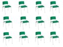 Ver imagem 1 de Kit 12 Cadeiras Infantil Iso, Escola, Base Branca- Verde Escuro