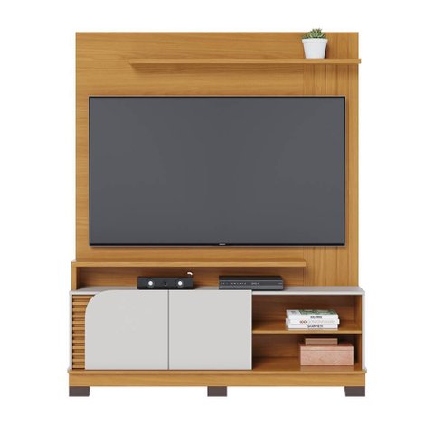 Estante Home Jurerê 1.5 para Sala de Tv até 65 Polegadas Naturale Off White Matte Colibri