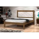 Ver imagem 1 de Cama Lai Casal com Cabeceira Trabalhada 100% Mdf com Estrado em Madeira Cor Jequitiba/off White Ja