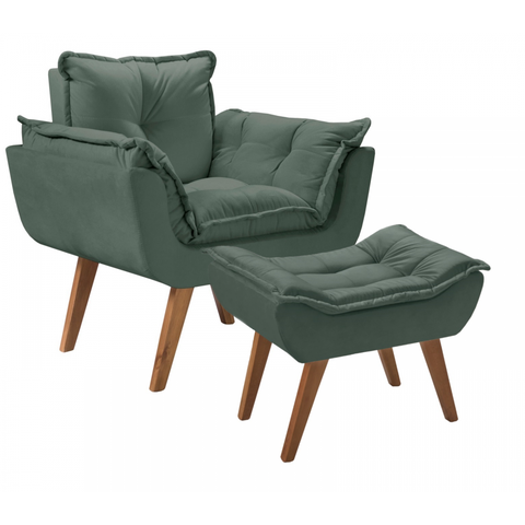 Kit Poltrona Opalla com Puff Moveis D Salla Verde