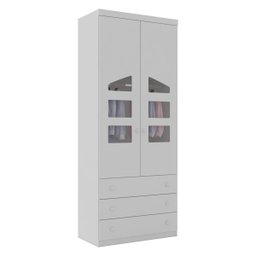 Guarda Roupa Infantil Com 2 Portas e 3 Gavetas Eloisa Cor Branco Phoenix Baby 5550 - BRANCO - 1