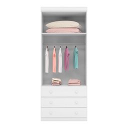 Guarda Roupa Infantil Com 2 Portas e 3 Gavetas Eloisa Cor Branco Phoenix Baby 5550 - BRANCO - 2