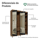 Ver imagem 5 de Guarda-Roupa Solteiro com Pés 4 Portas Batentes com Espelhos Rustic/Preto/Rustic Netuno Madesa