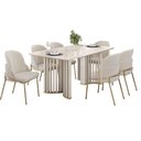 Ver imagem 3 de Mesa Jantar Luma Madeirado/Vidro 170cm Cedro/Off DJ Móveis