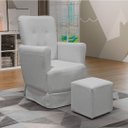 Ver imagem 1 de Poltrona de Amamentação Balanço Lis com Puff Veludo Cinza - Lg Decor Baby