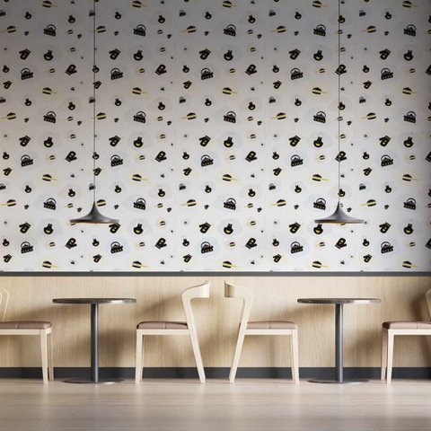 Papel de Parede Casual Padaria Preto e Branco Gh Papel de Parede 2,5m