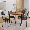 Ver imagem 5 de Conjunto de Mesa Sala de Jantar com 4 Cadeiras Tampo Redondo 1m Madeirado Liz Preto Artefamol Preto