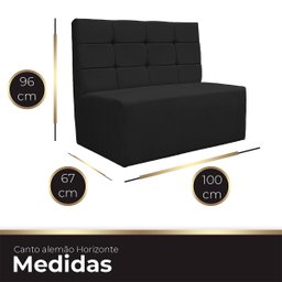 Canto Alemão Confortável para Apartamento Cozinha e Restaurantes Suede Preto - 7