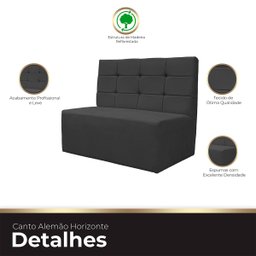 Canto Alemão Confortável para Apartamento Cozinha e Restaurantes Suede Preto - 8