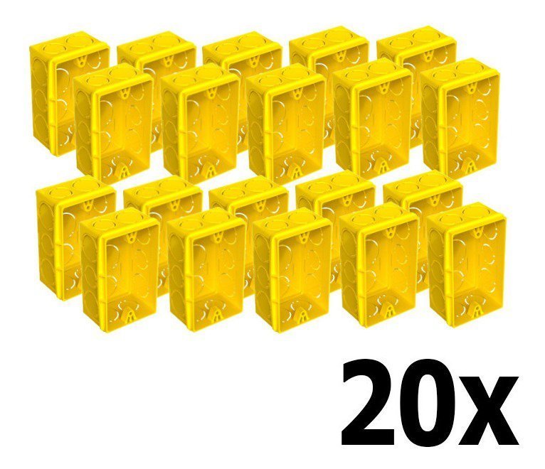 Caixa de Luz Embutir 4x2 Parede Reforçada Amarela Tigre 20 Unidades - 1