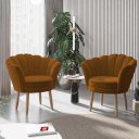 Ver imagem 1 de Kit 02 Poltronas Decorativas Pétala Luxo Veludo Terra Cota Pés Palito - Visan Estofados