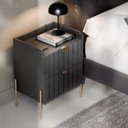 Ver imagem 3 de Mesa de Cabeceira Cor Grafite Moderna Moriah 45cm Cama Casal Base Dourada