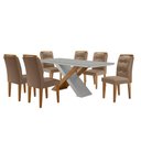 Ver imagem 1 de Mesa Sala de Jantar Carol 180cm e 6 Cadeiras Carol Moderna Vel. Capuccino Off White Imbuia