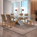 Ver imagem 4 de Mesa Sala de Jantar Carol 180cm e 6 Cadeiras Carol Moderna Vel. Capuccino Off White Imbuia