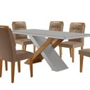 Ver imagem 2 de Mesa Sala de Jantar Carol 180cm e 6 Cadeiras Carol Moderna Vel. Capuccino Off White Imbuia
