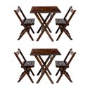 Ver imagem 1 de Kit 2 Conjuntos Mesa Dobrável para Bar e Restaurante 60x60cm com 2 Cadeiras em Madeira Maciça - Imbu