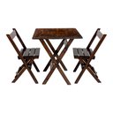 Ver imagem 2 de Kit 2 Conjuntos Mesa Dobrável para Bar e Restaurante 60x60cm com 2 Cadeiras em Madeira Maciça - Imbu