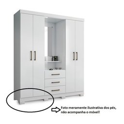 Kit com 6 Pés para Guarda Roupas Armários Multiuso Roupeiros Branco Modelo Roman Plástico Ultra Resi - 3