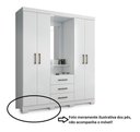 Ver imagem 3 de Kit com 6 Pés para Guarda Roupas Armários Multiuso Roupeiros Branco Modelo Roman Plástico Ultra Resi