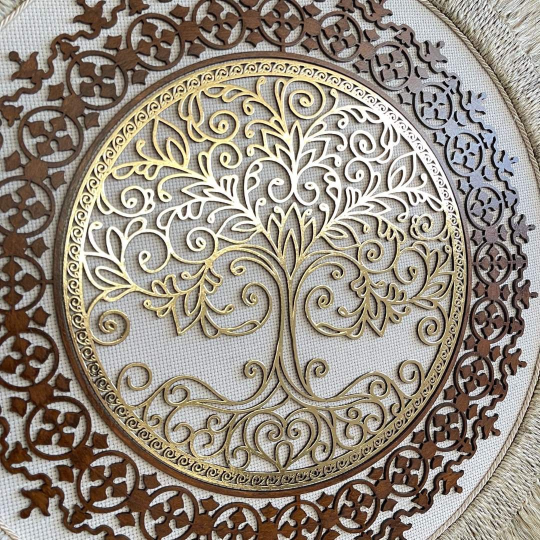Mandala Árvore da Vida Boho Chic 80x80cm Oficina da Arte Brasil OF200 ...