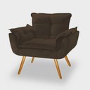 Ver imagem 2 de Conjunto 2 Poltronas Decorativas Opala e 1 Puff Redondo Pés Palito Suede Marrom VictoriaDecor