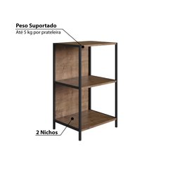 Estante Industrial com 2 Nichos 45 cm - Carvalho/Preto - 3
